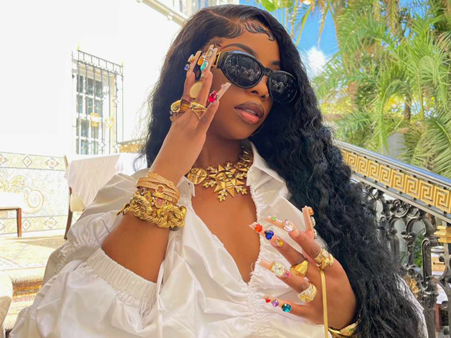 Statement Gold Jewelry: Puff-Sleeve Blouse and Gemstone Rings Statement Gold Jewelry: Puff-Sleeve Blouse and Gemstone Rings — McBling Outfits
