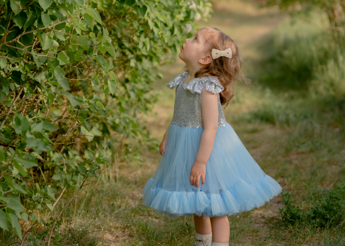 Sparkling Silver Sequin Top and Blue Tulle Skirt Sparkling Silver Sequin Top and Blue Tulle Skirt — Little Girl Outfits