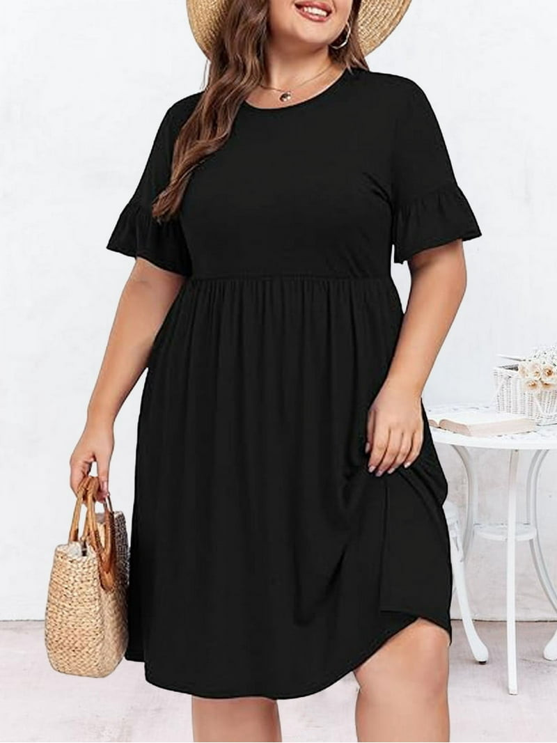 Swing Dress with Flutter Sleeves for Easy Belly Concealment Swing Dress with Flutter Sleeves for Easy Belly Concealment — Dresses to Hide Belly