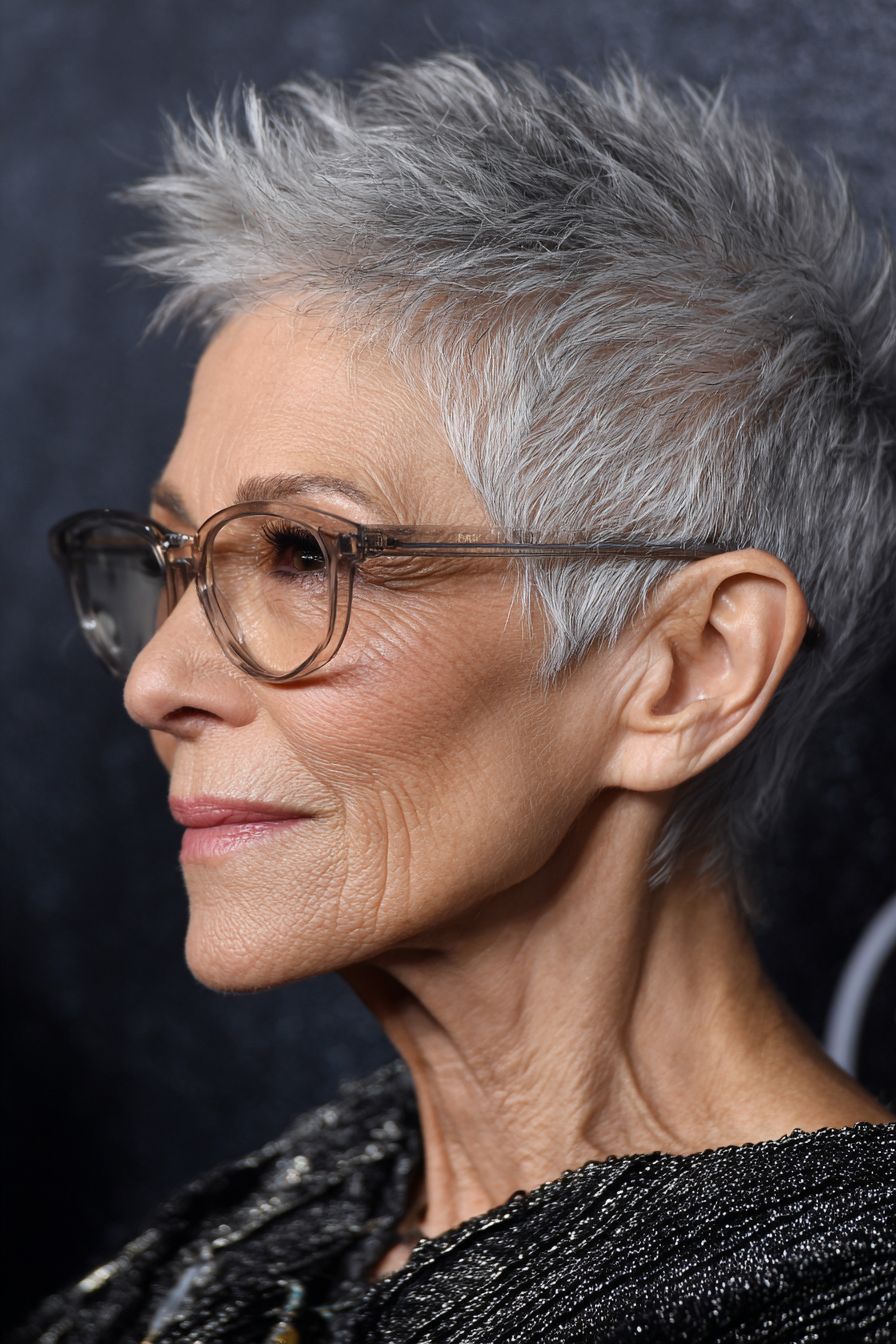 Spiky Silver-Grey Pixie Spiky Silver-Grey Pixie — Pixie Cut for Women Over 60