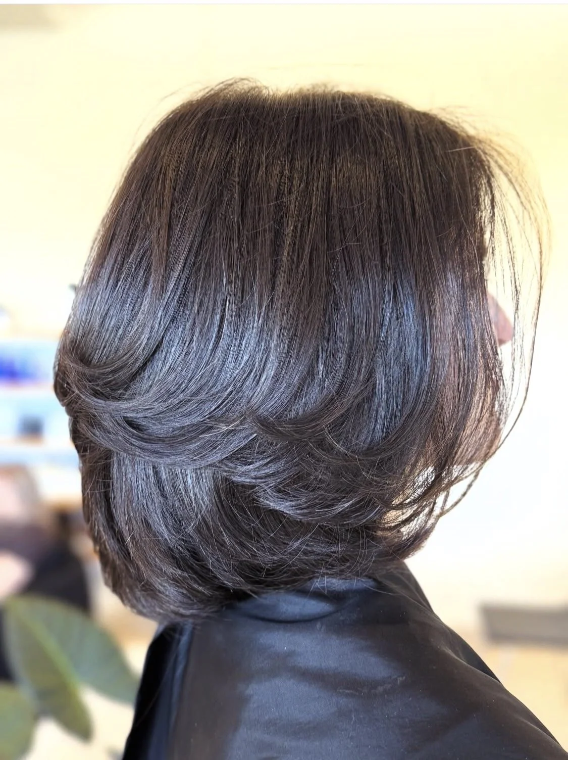 Stacked Dark Brown Layered Bob Stacked Dark Brown Layered Bob — Short Layered Hair