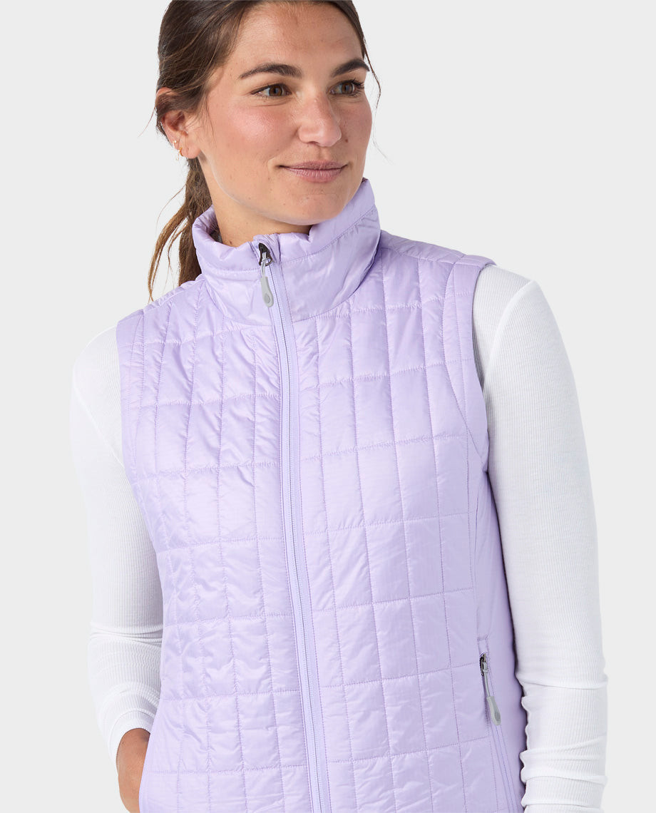 Lilac Quilted Vest with Stand-Up Collar for a Chic Layer Lilac Quilted Vest with Stand-Up Collar for a Chic Layer — Vests