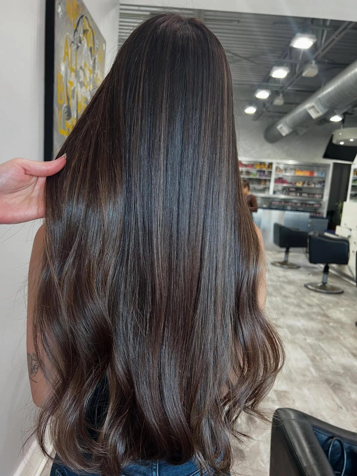 Glossy Mid-Back With Cool Highlights — Brunette Hair Colors