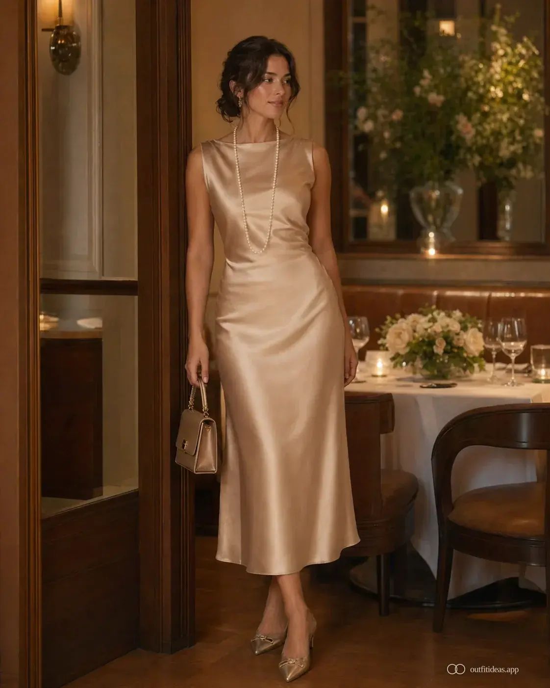 Old Money Dinner Outfit in Cream Satin | outfitideas