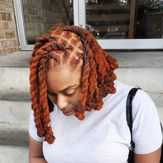 Collarbone Braided Copper Locs Collarbone Braided Copper Locs — Loc Styles for Work