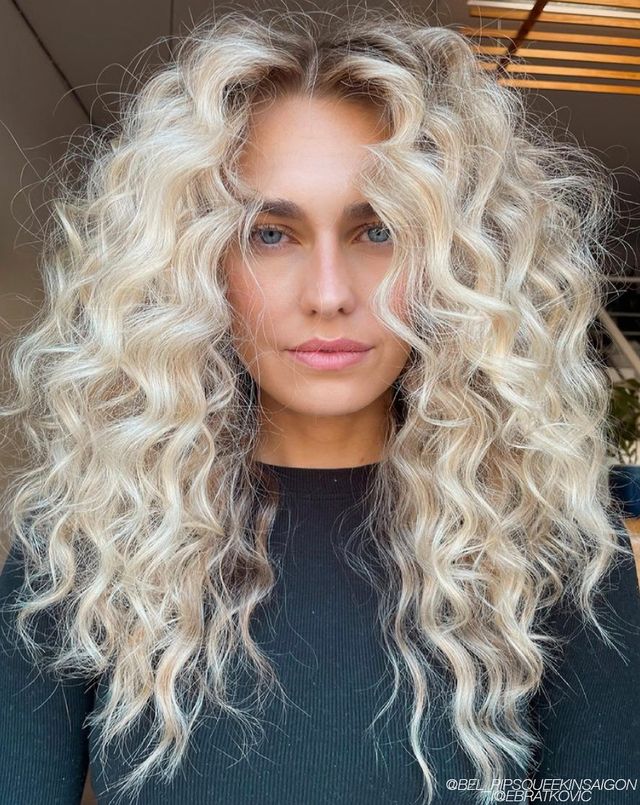 Curtain Bangs Visual Idea — Balayage Curly Hair