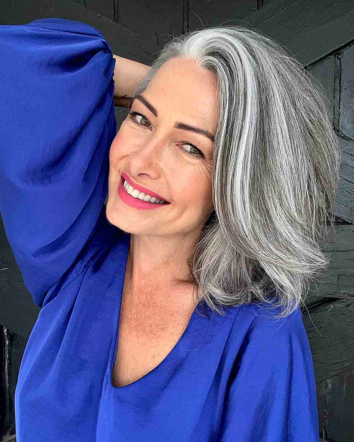 Sleek Salt And Pepper Angled Bob Sleek Salt And Pepper Angled Bob — Hairstyles for Women Over 50