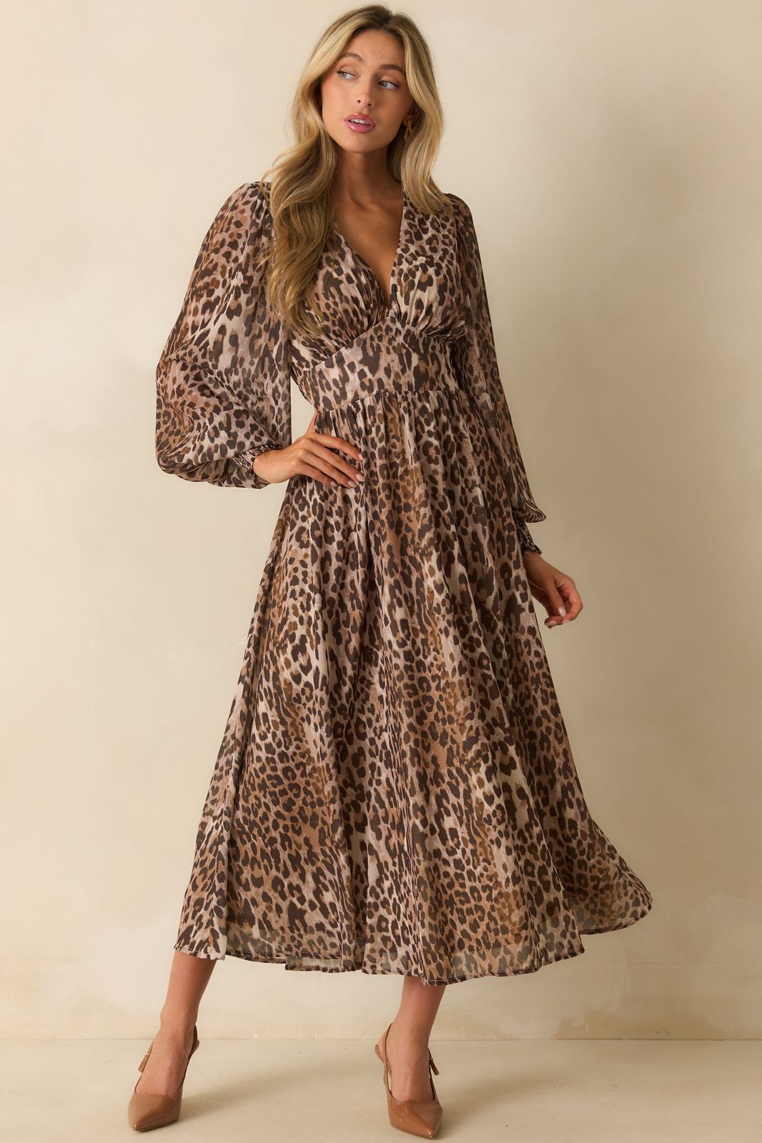 Flowy Leopard Chiffon Maxi for Day Events — Leopard Print Dresses