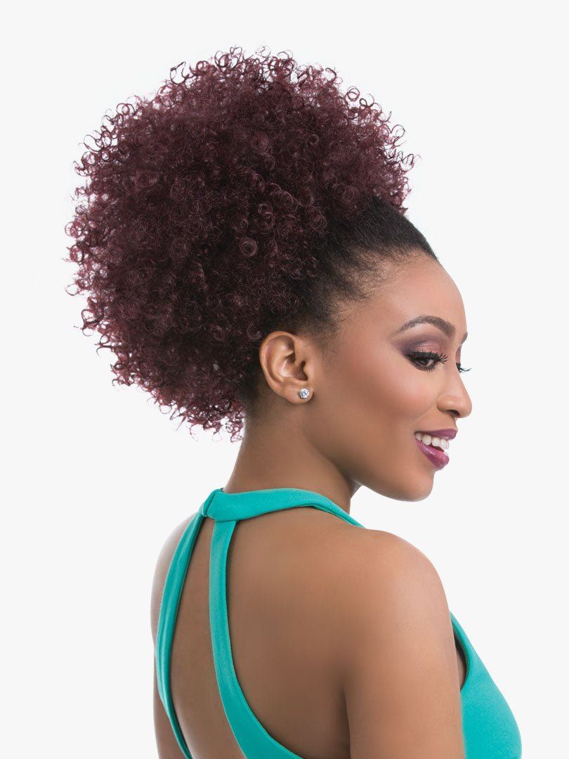 Burgundy Coily High Ponytail — Natural Hair Ponytail