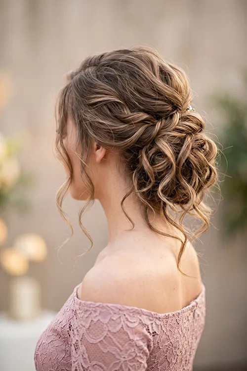 Elegant Updo with Twisted Sections and Curls Elegant Updo with Twisted Sections and Curls — Prom Hairstyles for Curly Hair