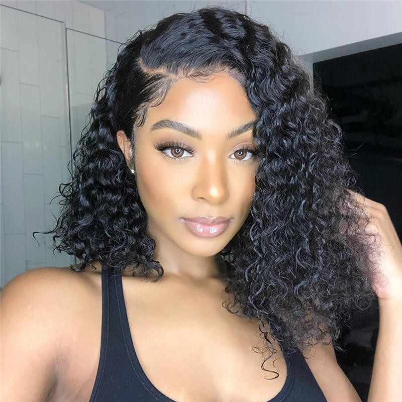 Air Dried Black Curly Bob Chin Length Air Dried Black Curly Bob Chin Length — Bob Wig Styles