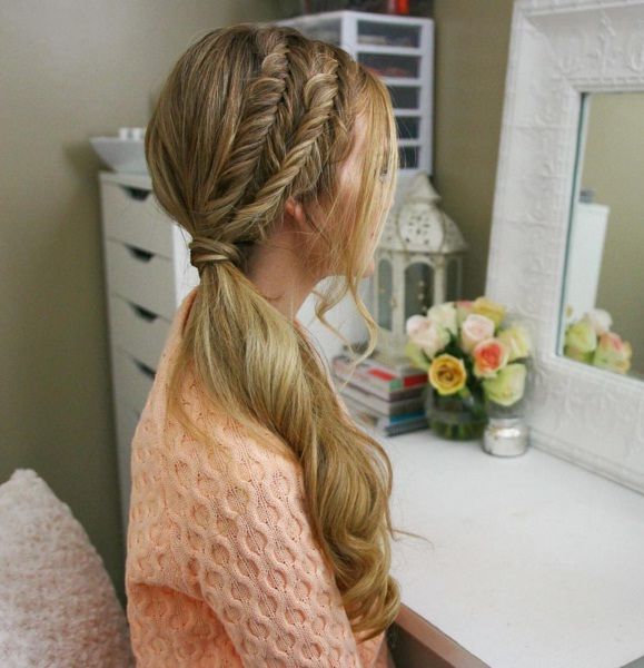 Fishtail Braids to Low Ponytail Fishtail Braids to Low Ponytail — Second Day Hairstyles