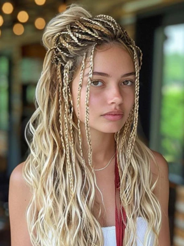 Platinum Blonde Half Up Half Down With Braids — Blonde Braids