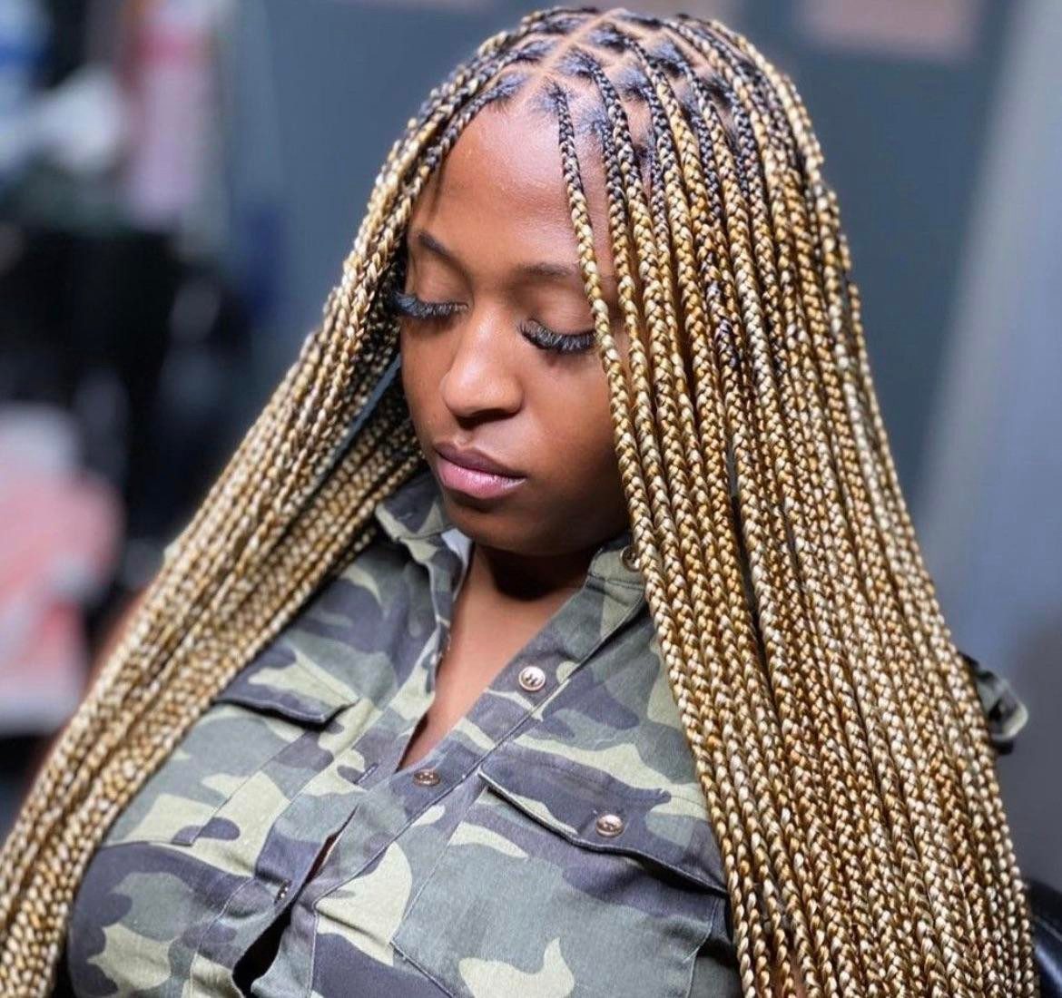 Knotless Braids with Blonde Highlights — Braid Colors