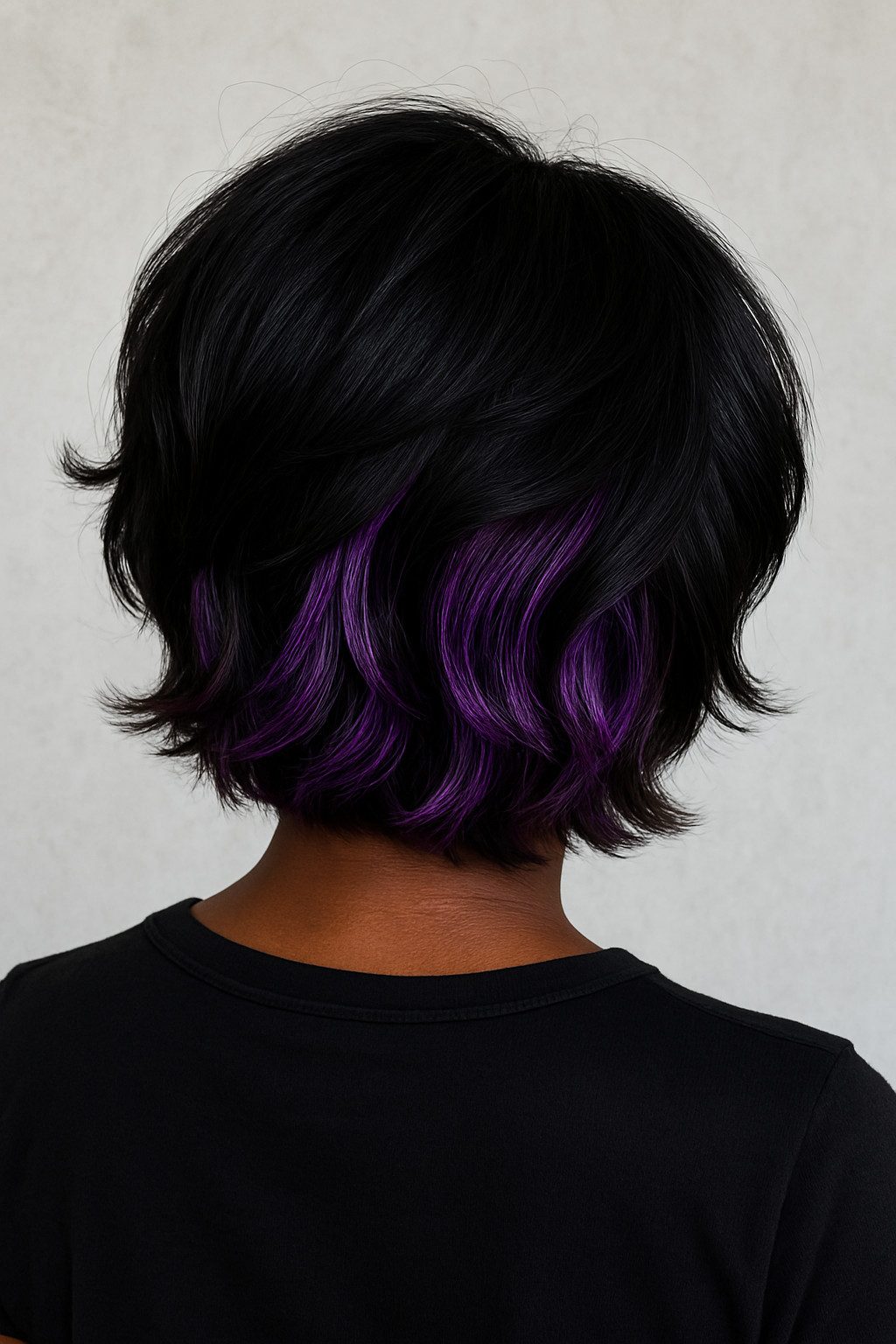 Purple Highlights Concentrated at the Ends Purple Highlights Concentrated at the Ends — Purple Highlights on Black Hair