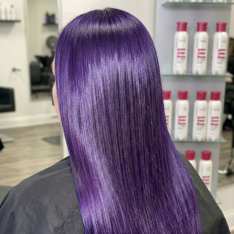 Sleek Mid-Back Purple With Blunt Cut — Purple Hair