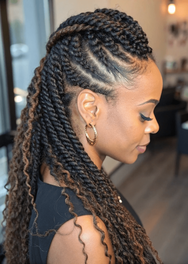 Half-Up Braided Top Mid-Back Twists — Passion Twists