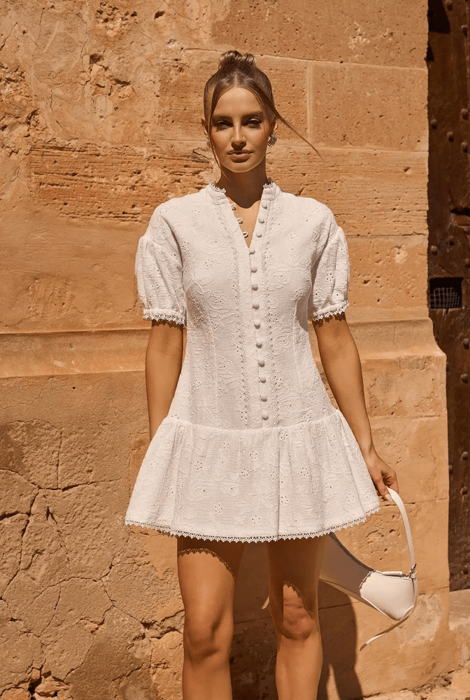 White Lace Dress: Casual Styling Variation — Lace Dress Outfits