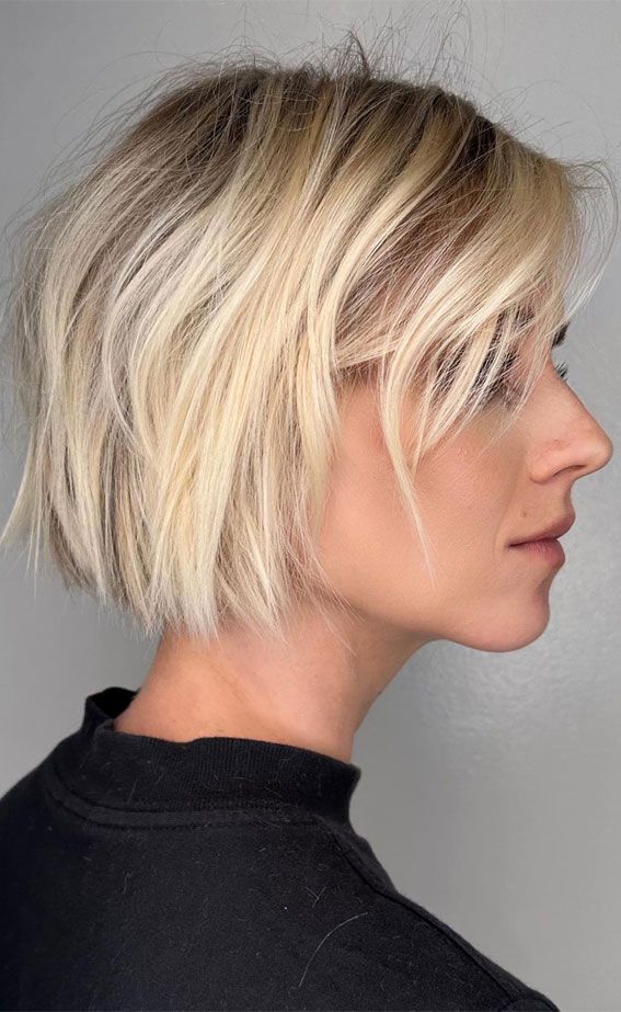 Textured Ash Blonde Bob With Layers