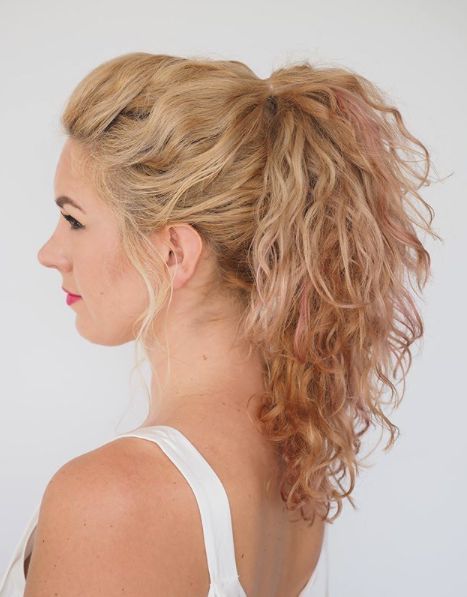 Blonde With Pink Highlights Visual Idea Blonde With Pink Highlights Visual Idea — Curly High Ponytail