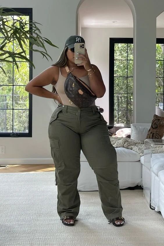 Relaxed Cargo Pants with a Fitted Tank Top — Outfits for Long Torso