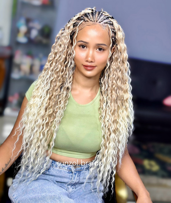 Braids With Loose Wavy Ends Shoulder-Length Fulani Braids with Small Beads — Fulani Braids with Beads