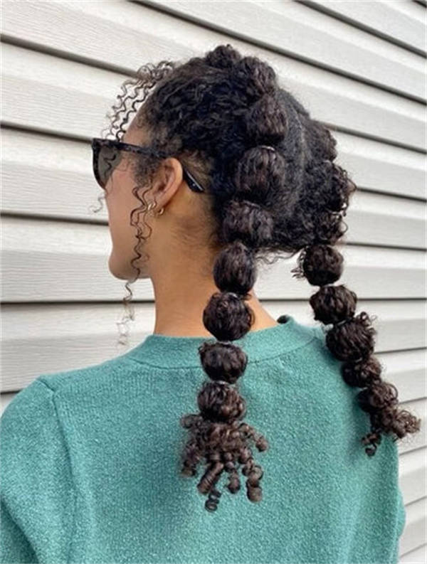 Thick Curly Dark Brown Bubble Braid Thick Curly Dark Brown Bubble Braid