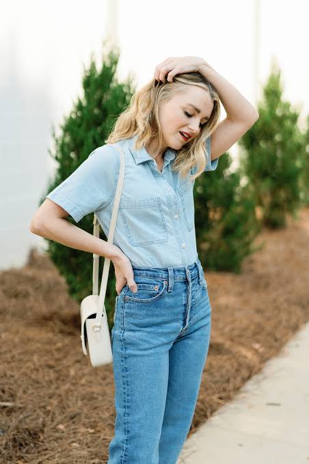 Double Denim with a Fitted Shirt and Straight-Leg Jeans — Denim Outfits