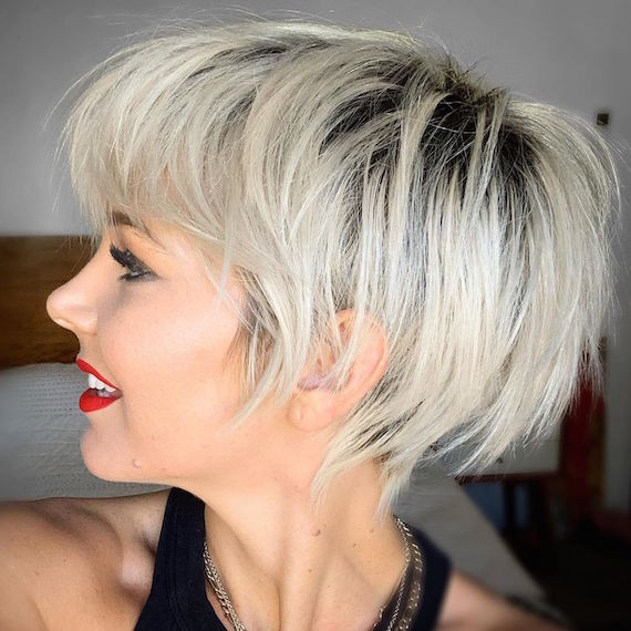 Platinum Blonde With Dark Roots Visual Idea — Short Blonde Hair