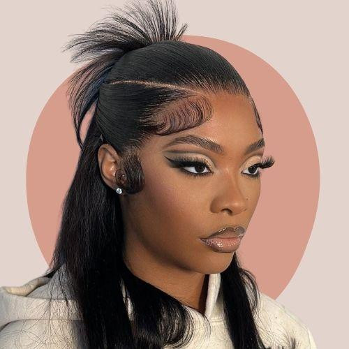 Slicked Back Ponytail With Baby Hairs Slicked Back Ponytail With Baby Hairs — Frontal Ponytail