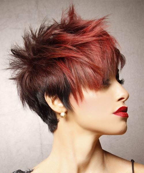 Red and Black Spiky Pixie — Spiky Hair