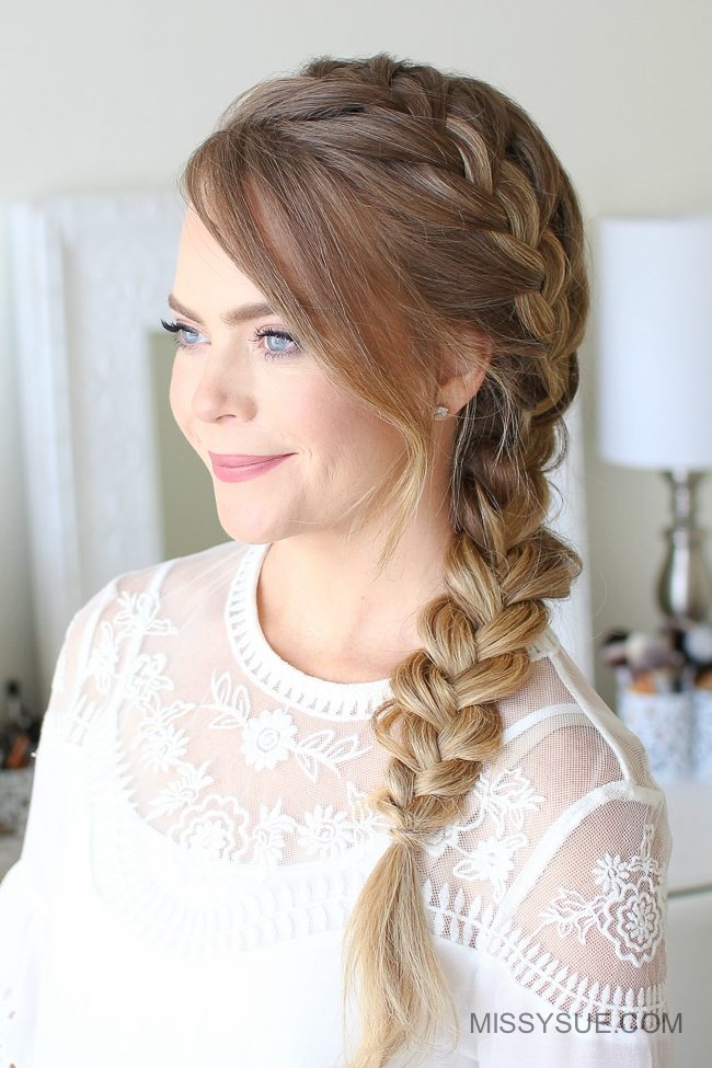 Prominent Light Brown Dutch Braid — Side Braid