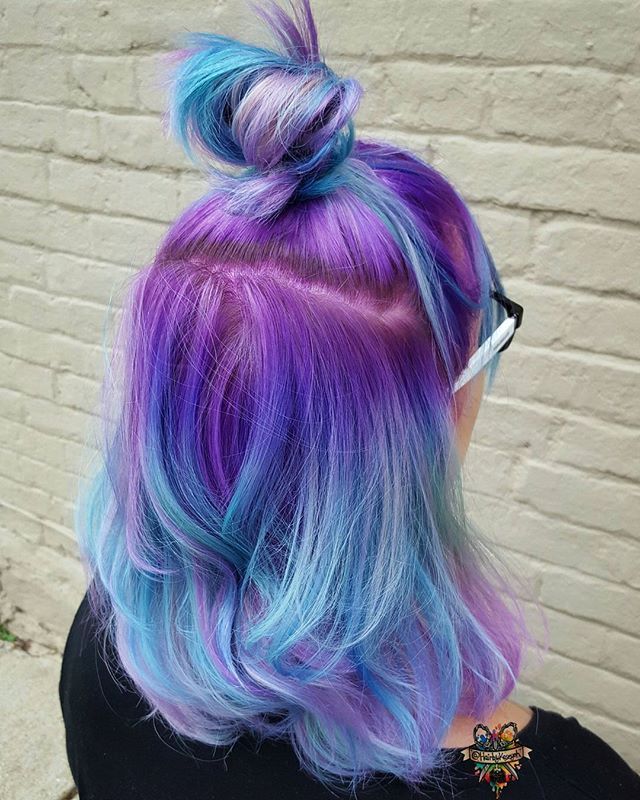 Mid-Back Straight Multi-Color Streaks Mid-Back Straight Multi-Color Streaks — Galaxy Hair