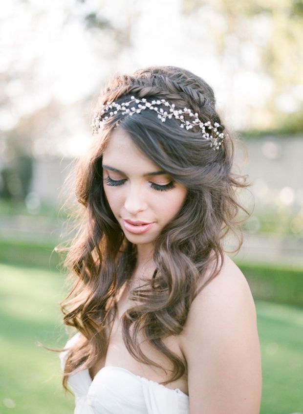 Braided Half Up with Face-Framing Curls — Wedding Hairstyles with Tiara