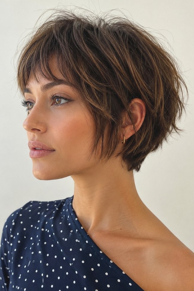 Dark Brown Choppy Pixie Bob — Choppy Layers