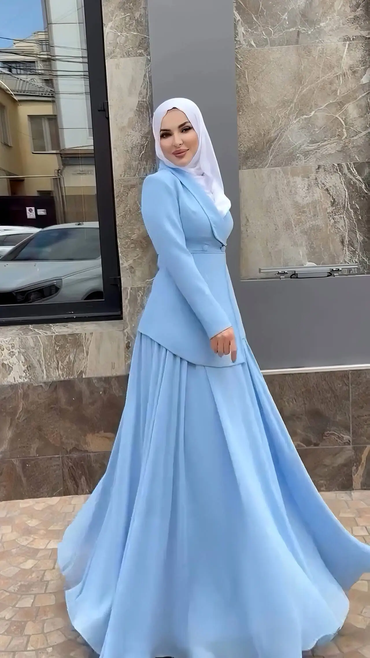 Beaded Blazer and Flowing Skirt: Elegant Workwear — Hijab Work Outfits