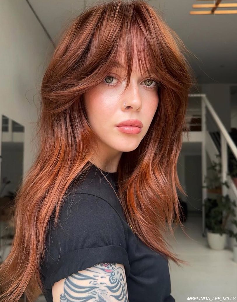 Copper Red Shag With Soft Waves Copper Red Shag With Soft Waves — Long Shag