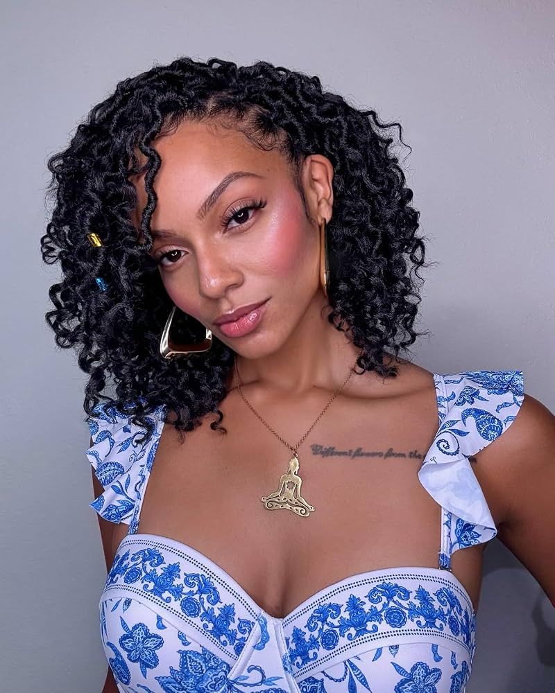 Dorsanee Goddess Faux Locs Crochet Hair for Black Women Short 8 Inch | Helps Prevent Tangles Pre Looped 7 Packs Goddess Locs Crochet Hair Boho Style ...