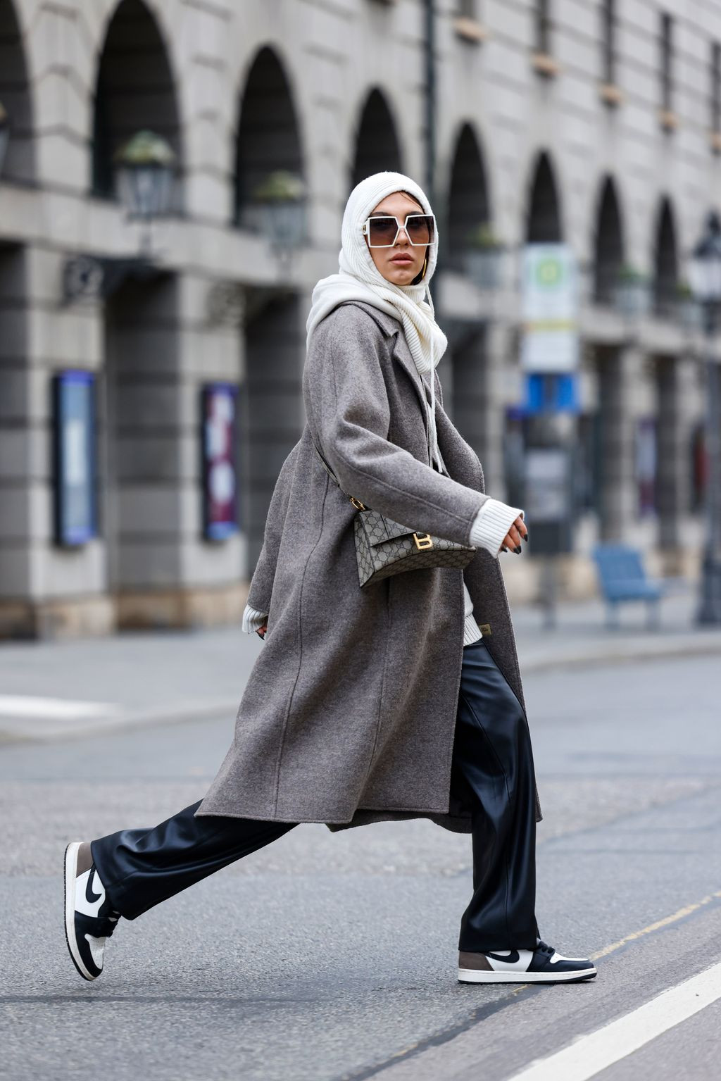 Sophisticated Layers: Wool Coat, Hoodie, and Jordan 1s — Jordan 1 Outfits