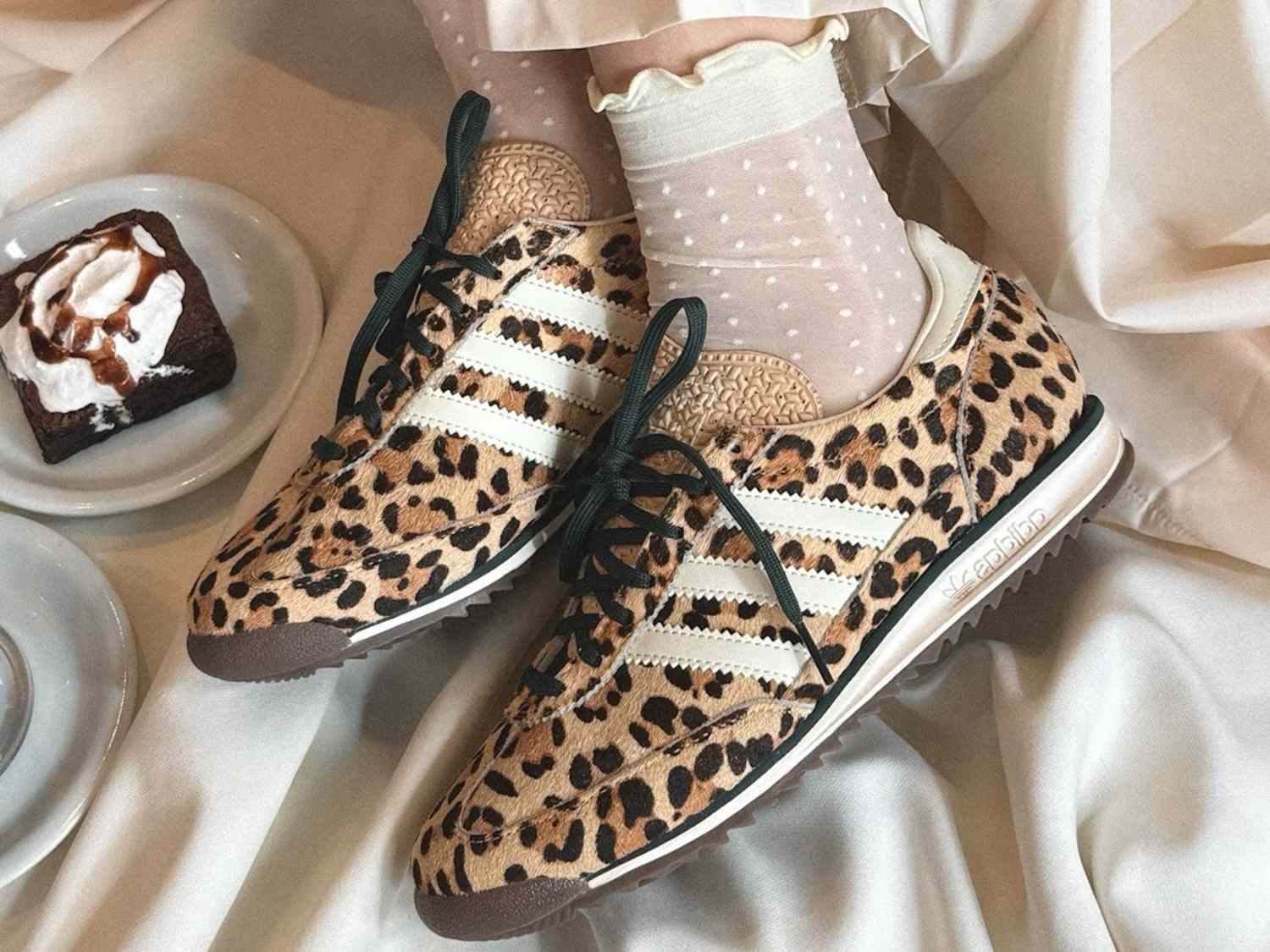 Leopard Print Sneakers with Ruffled Socks — Retro Sneakers Outfits