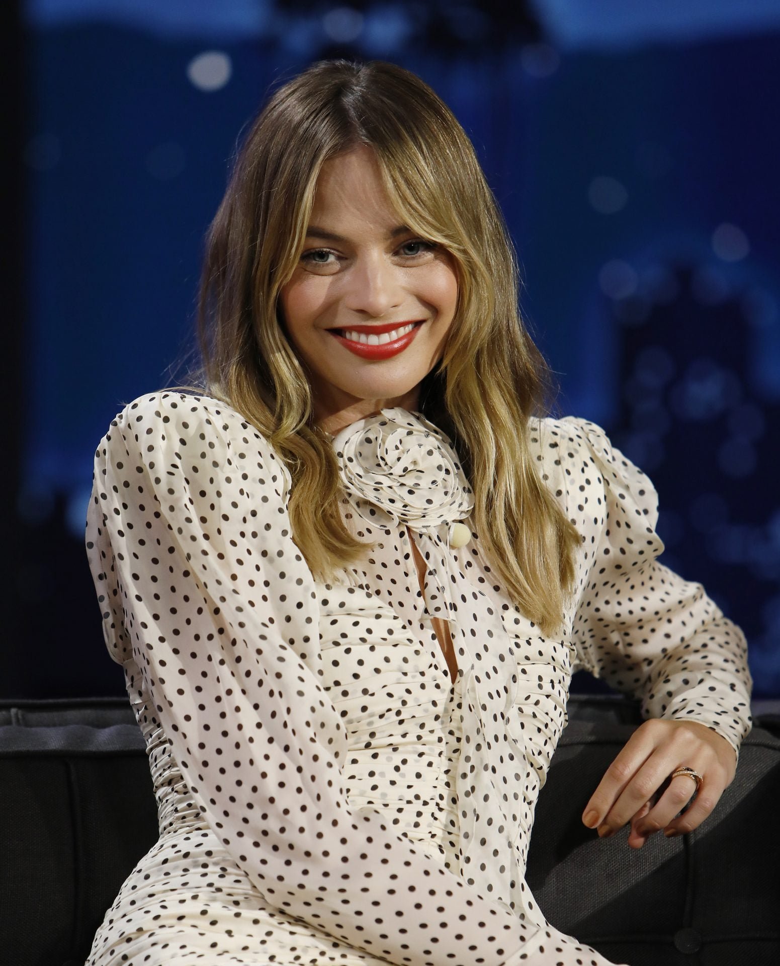 Polka Dot Dress with Puffed Sleeves and Rose Detail — Bottleneck Bangs