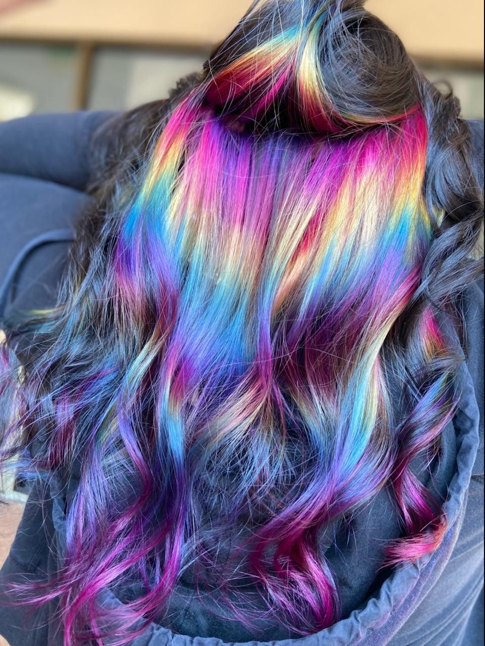Rainbow Peek A Boo Underneath Dark Hair Rainbow Peek A Boo Underneath Dark Hair — Oil Slick Hair