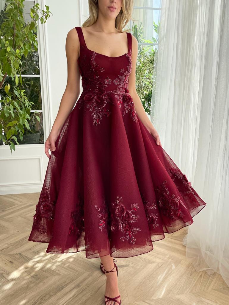 Embellished Fit and Flare Midi Dress for Formal Events Embellished Fit and Flare Midi Dress for Formal Events — Midi Dresses