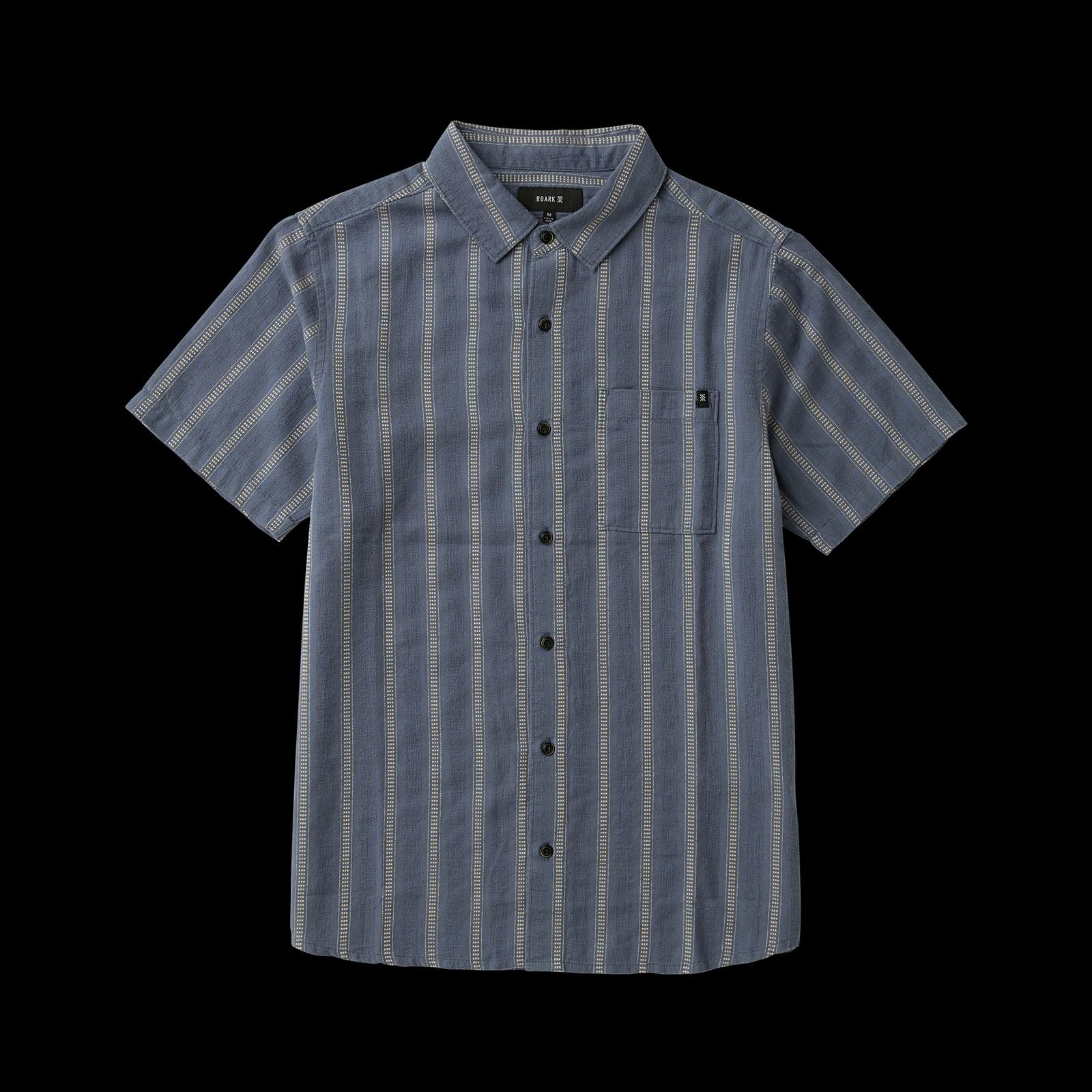 Blue and White Striped Short-Sleeve Button-Up — Button Up Shirts