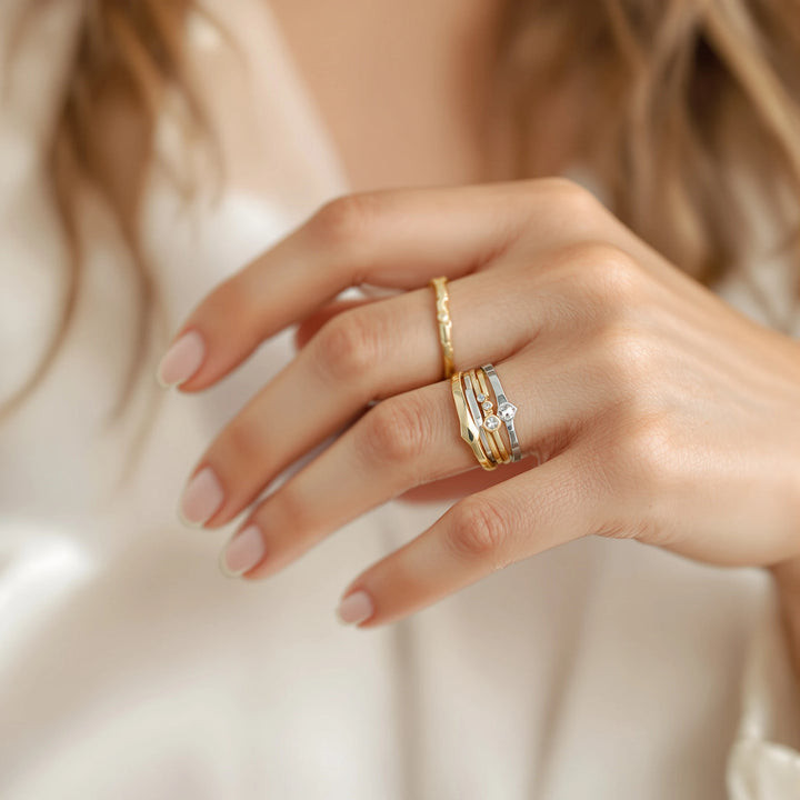 Stacked Delicate Gold and Silver Rings Stacked Delicate Gold and Silver Rings — Mixed Metal Jewelry