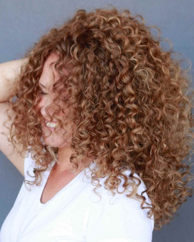 Mid-Back Air-Dried With Golden Blonde Mid-Back Air-Dried With Golden Blonde — Highlights on Curly Hair