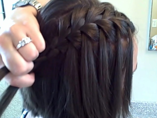 Dark Brown Bob Waterfall Braid