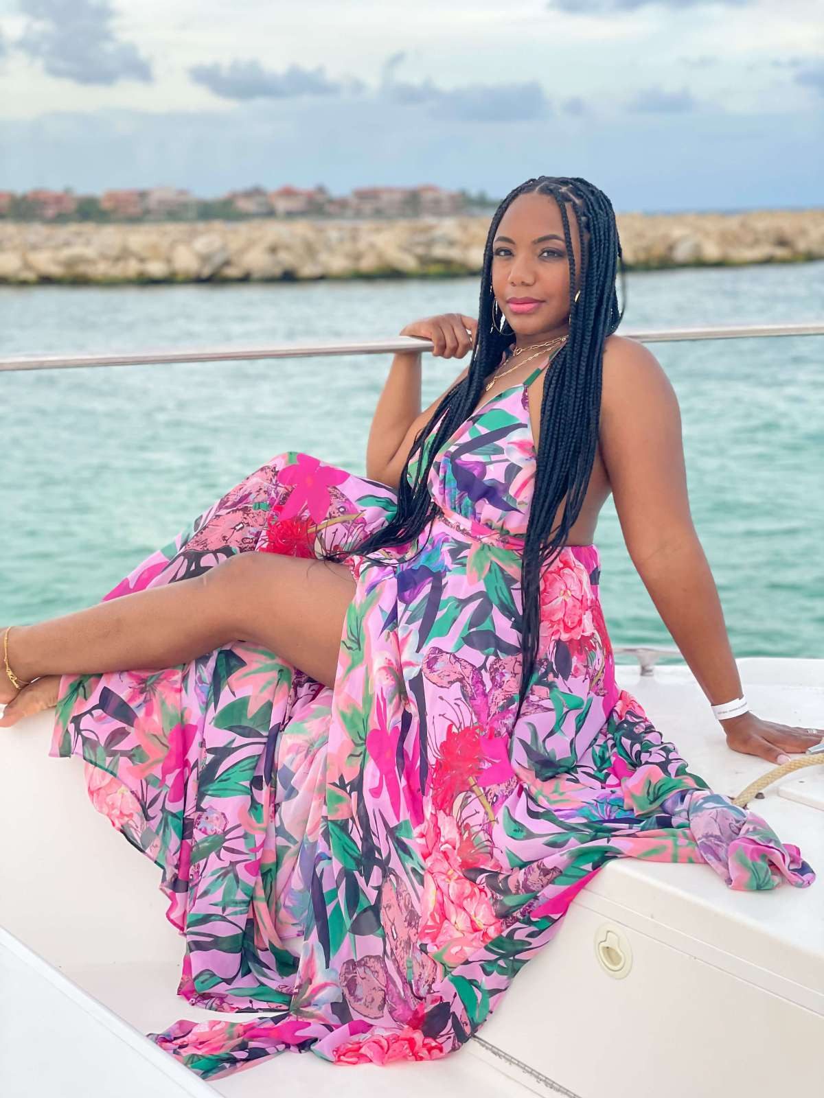 Vibrant Floral Maxi Dress for Tropical Getaways — Tulum Outfits
