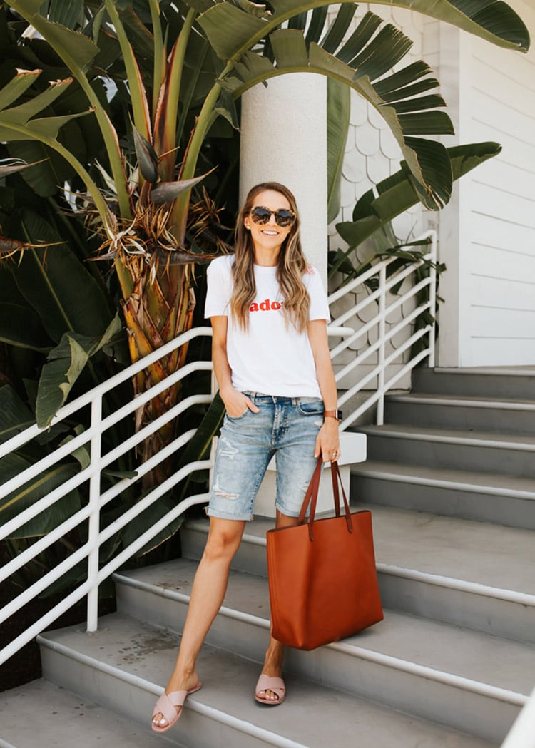 Summer Casual: Graphic Tee with Distressed Denim Shorts — Graphic Tee Outfits