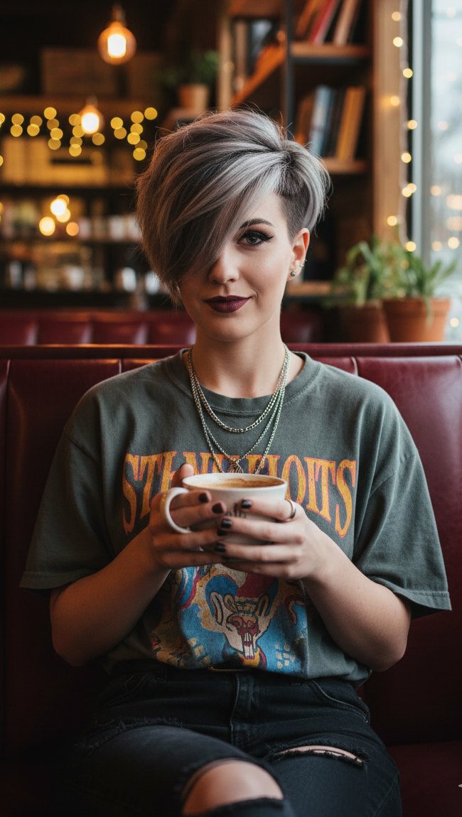 Asymmetrical Pixie With Two-Tone Color — Undercut Pixie